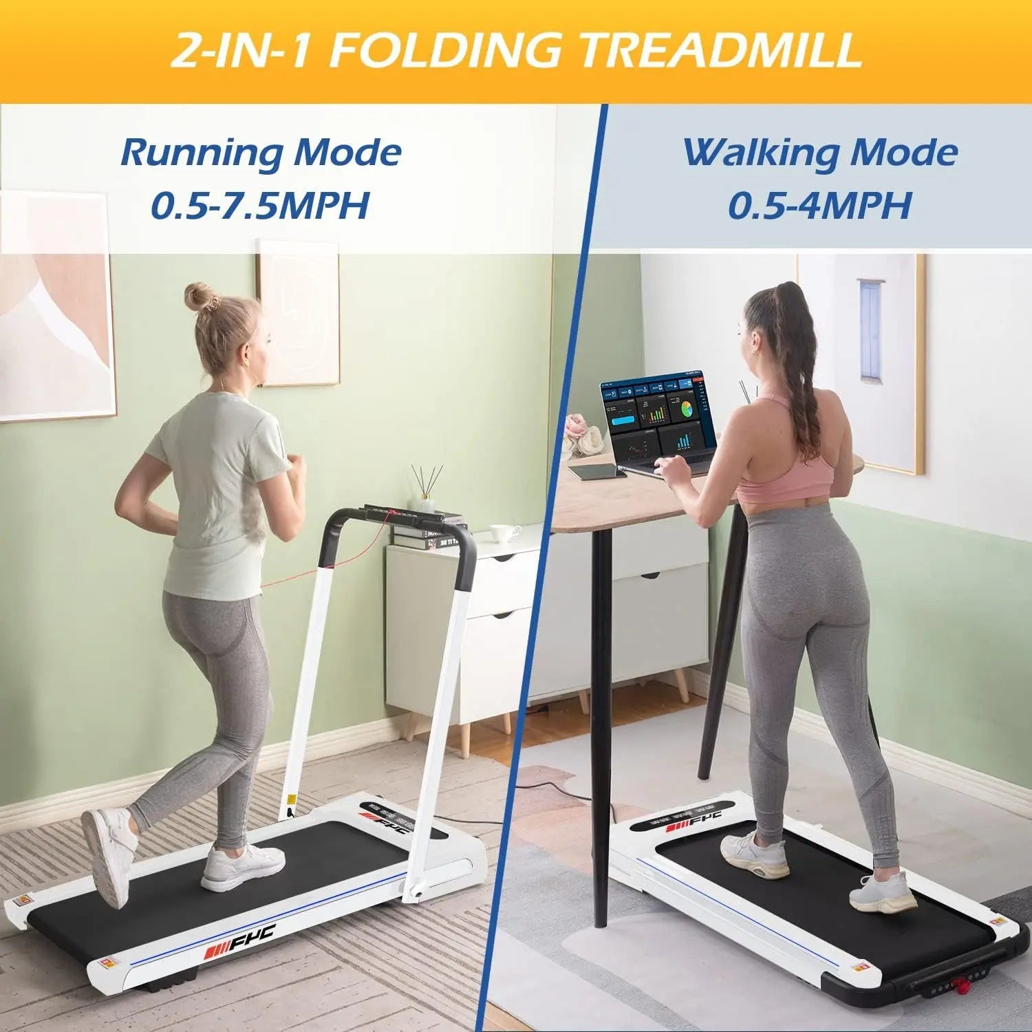 2 - in - 1 Treadmill & Under Desk Walking Pad – Compact, Quiet Home & Office Fitness Machine - ThriveMinded & WellHaven Co