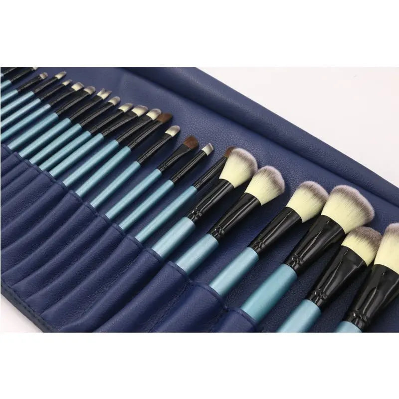 32 - Piece Blue Makeup Brush Set – Professional Soft Bristles | Full Face Eye Lip Brushes with Storage Case - ThriveMinded & WellHaven Co