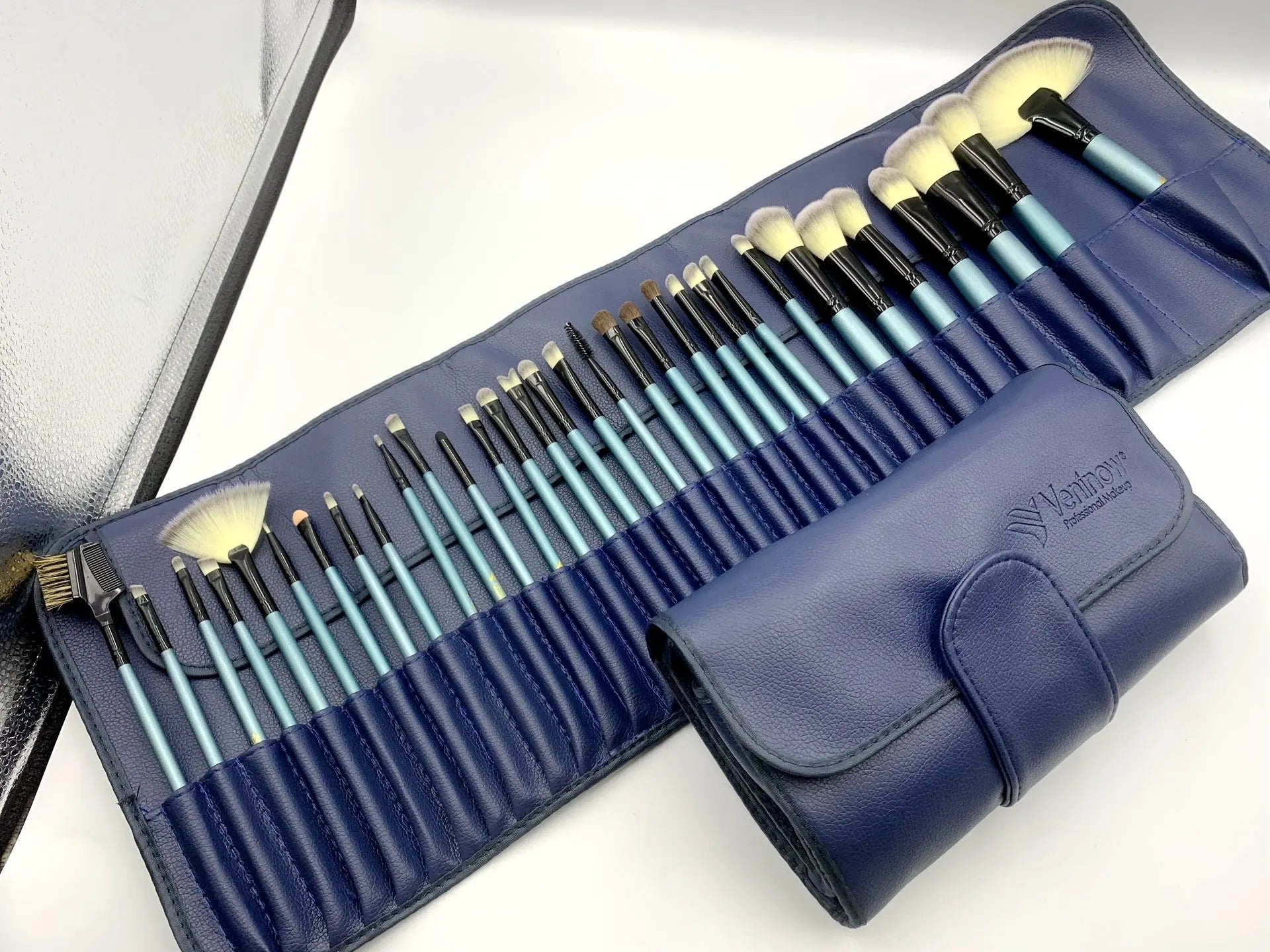 32 - Piece Blue Makeup Brush Set – Professional Soft Bristles | Full Face Eye Lip Brushes with Storage Case - ThriveMinded & WellHaven Co