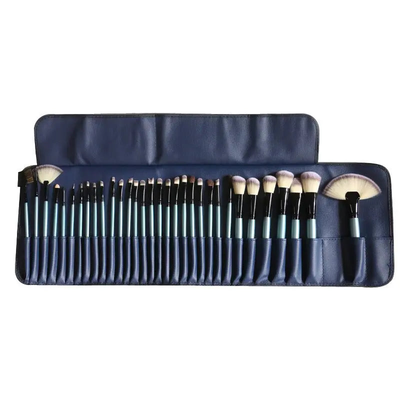 32 - Piece Blue Makeup Brush Set – Professional Soft Bristles | Full Face Eye Lip Brushes with Storage Case - ThriveMinded & WellHaven Co