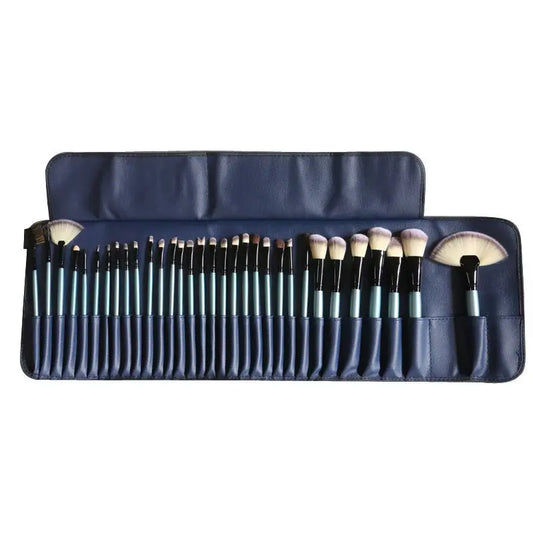 32 - Piece Blue Makeup Brush Set – Professional Soft Bristles | Full Face Eye Lip Brushes with Storage Case - ThriveMinded & WellHaven Co