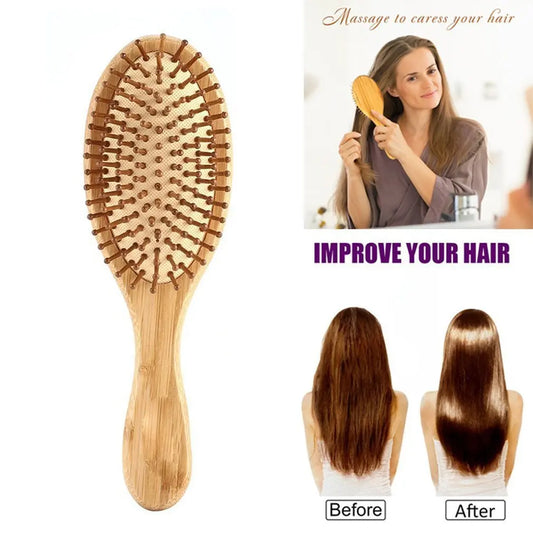 Bamboo Cushion Massage Brush – Eco - Friendly Scalp Stimulating Hairbrush for Healthy, Tangle - Free Hair - ThriveMinded & WellHaven Co
