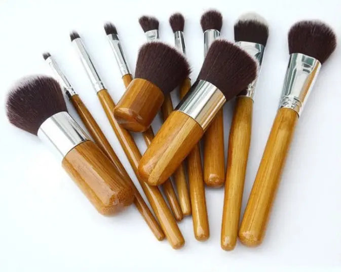 Bamboo Handle Makeup Brush Set - Bamboo With Sack Top Quality - ThriveMinded & WellHaven Co