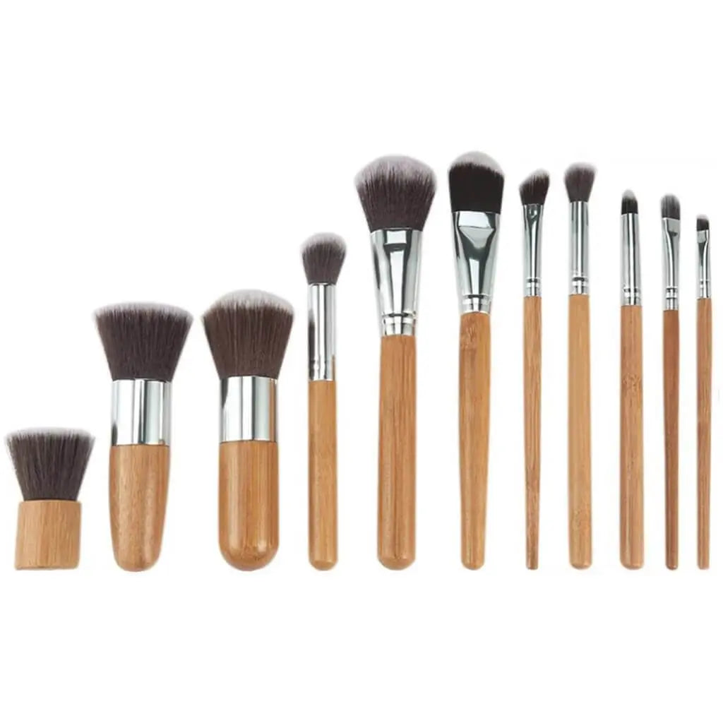 Bamboo Handle Makeup Brush Set - Bamboo With Sack Top Quality - ThriveMinded & WellHaven Co