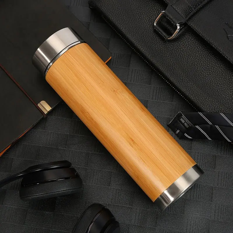 Bamboo Stainless Steel Insulated Bottle 500ml - ThriveMinded & WellHaven Co