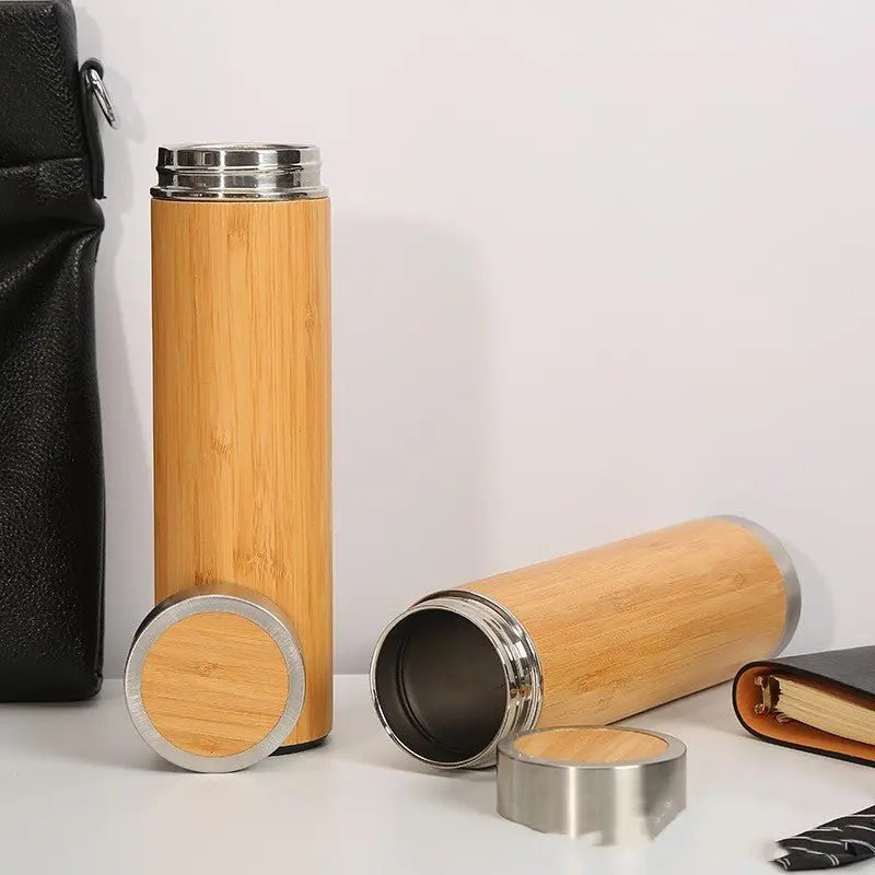 Bamboo Stainless Steel Insulated Bottle 500ml - ThriveMinded & WellHaven Co
