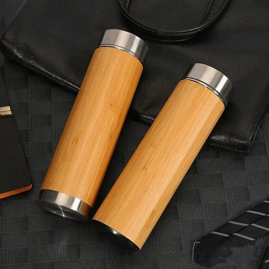 Bamboo Stainless Steel Insulated Bottle 500ml - ThriveMinded & WellHaven Co