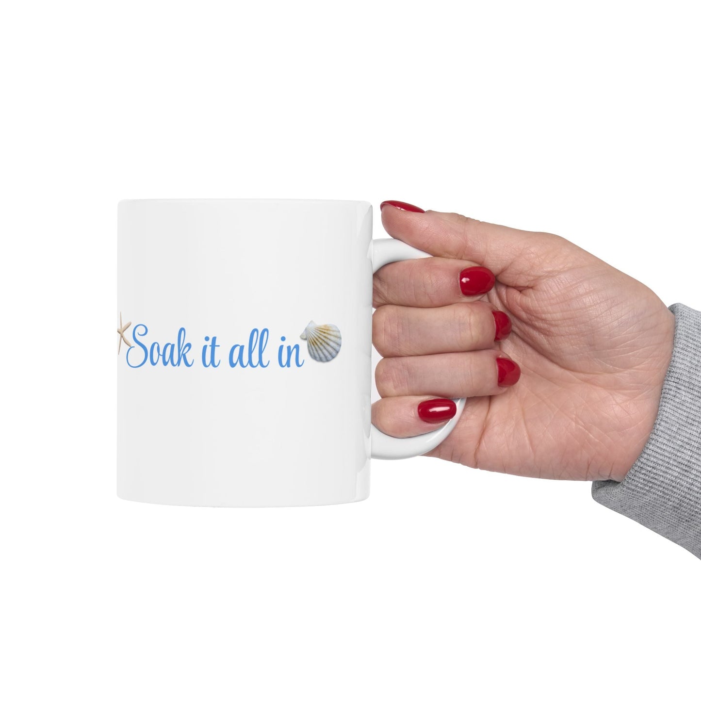 Beach Vibes Ceramic Mug - Soak Up the Sun, Summer Coffee Cup, Nautical Gift, Coastal Home Decor, Ocean Lover's Drinkware - ThriveMinded & WellHaven Co