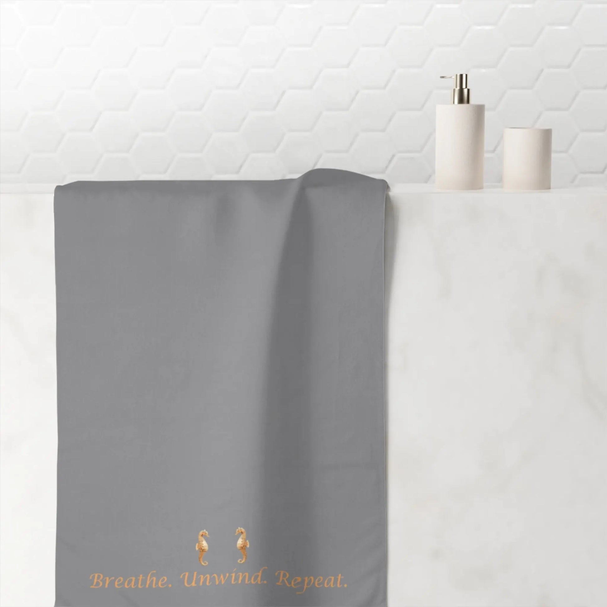 Breathe. Unwind. Repeat." Mink - Cotton Bath Towel – Soft, Luxurious & Spa - Like Comfort - ThriveMinded & WellHaven Co