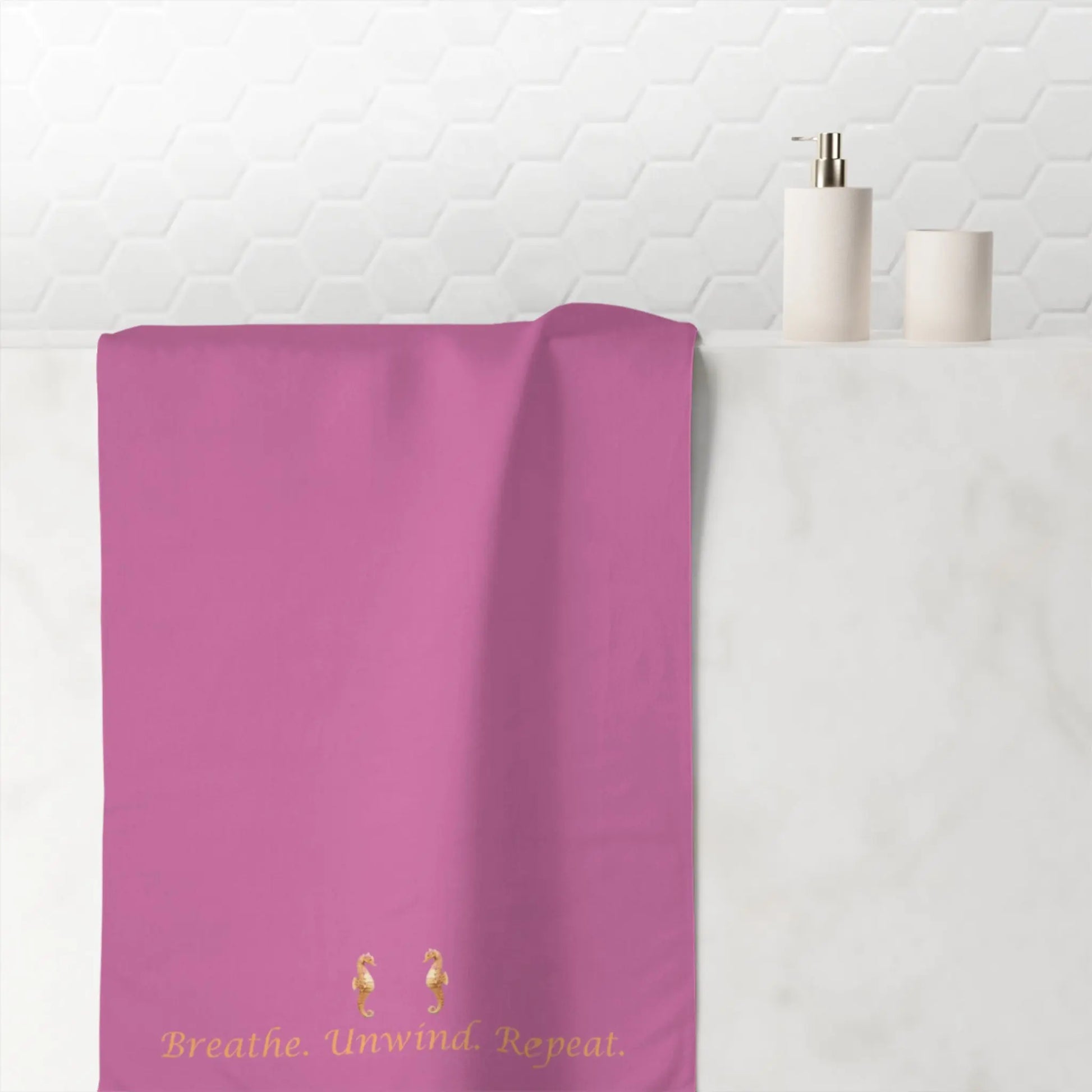 Breathe. Unwind. Repeat." Mink - Cotton Bath Towel – Soft, Luxurious & Spa - Like Comfort - ThriveMinded & WellHaven Co