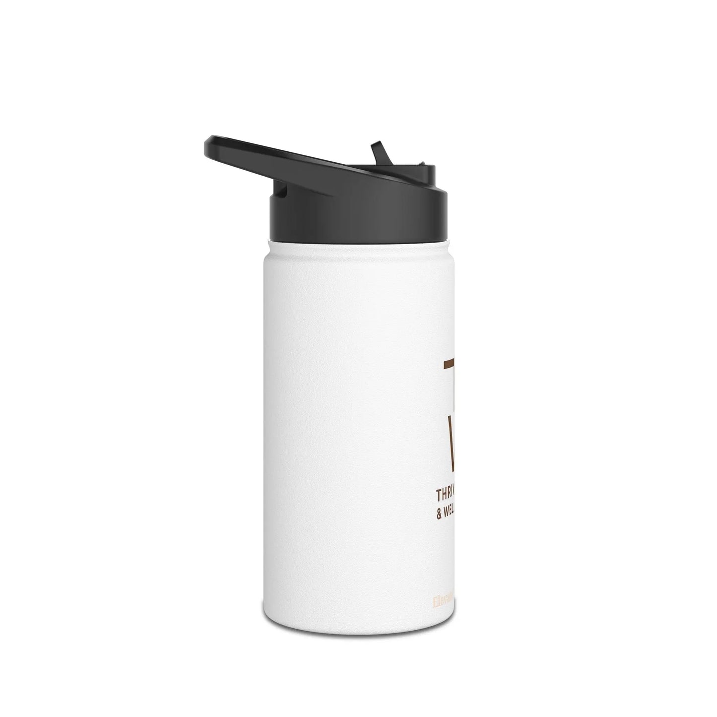 Custom White Stainless Steele Water Bottle - ThriveMinded & WellHaven Co/Eco Bottle in 3 Sizes/ Branded Wellness Hydration - ThriveMinded & WellHaven Co