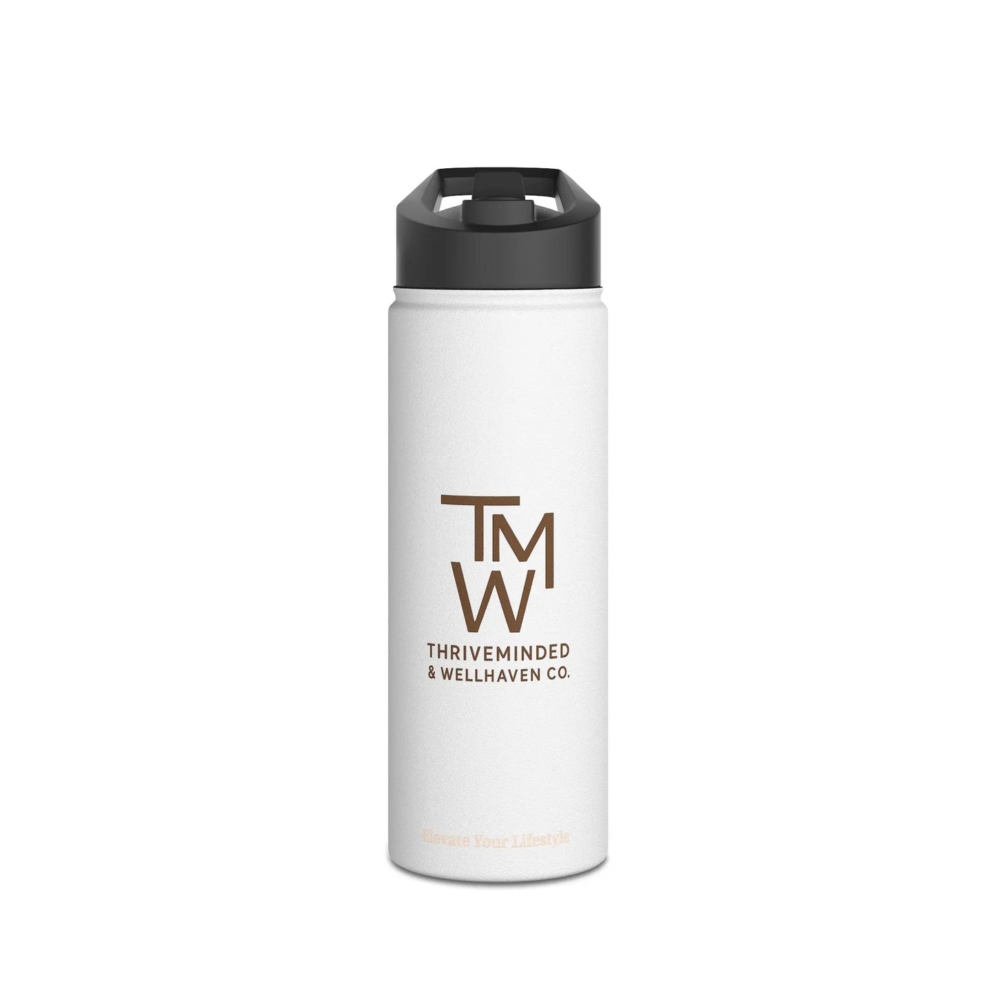 Custom White Stainless Steele Water Bottle - ThriveMinded & WellHaven Co/Eco Bottle in 3 Sizes/ Branded Wellness Hydration - ThriveMinded & WellHaven Co