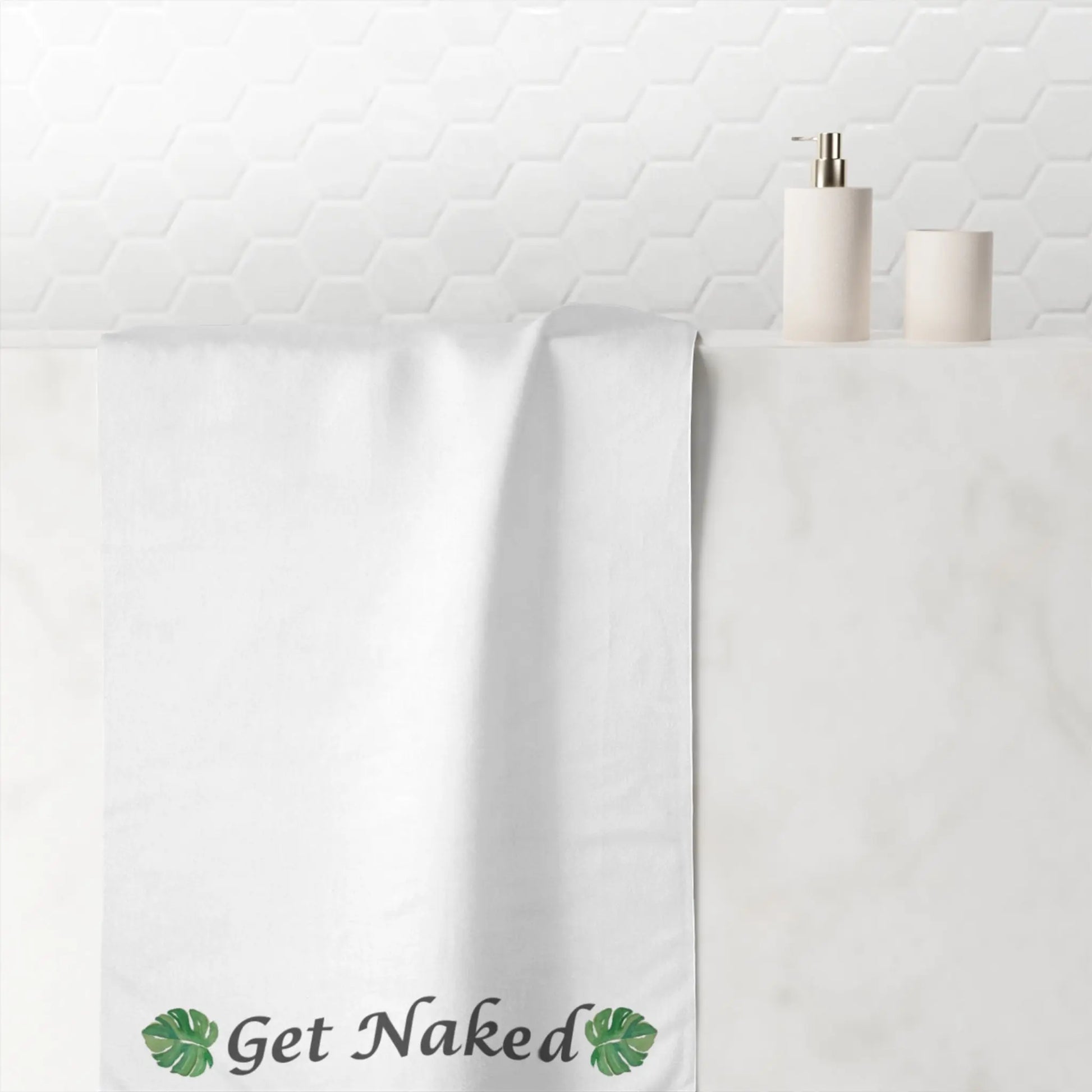 Get Naked" Mink - Cotton Bath Towel – Soft, Funny & Modern Bathroom Essential - ThriveMinded & WellHaven Co