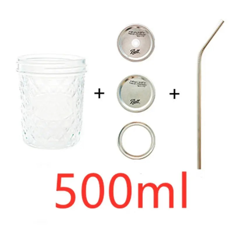 Mason bottle with a mason glass juice drink straw water glass - ThriveMinded & WellHaven Co