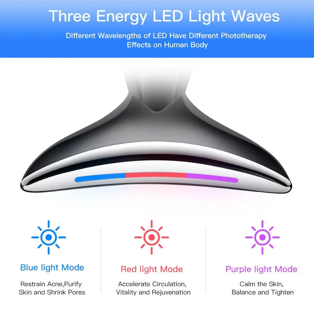Microcurrent Neck & Face Beauty Device with 3 - Color LED Photon Therapy - ThriveMinded & WellHaven Co