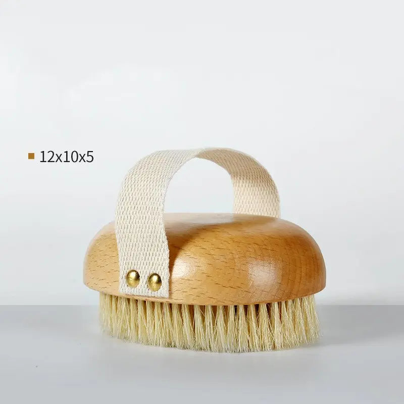 Natural Bristle Bath Brush – Exfoliating Body Brush with Wooden Handle | ThriveMinded & WellHaven Co - ThriveMinded & WellHaven Co