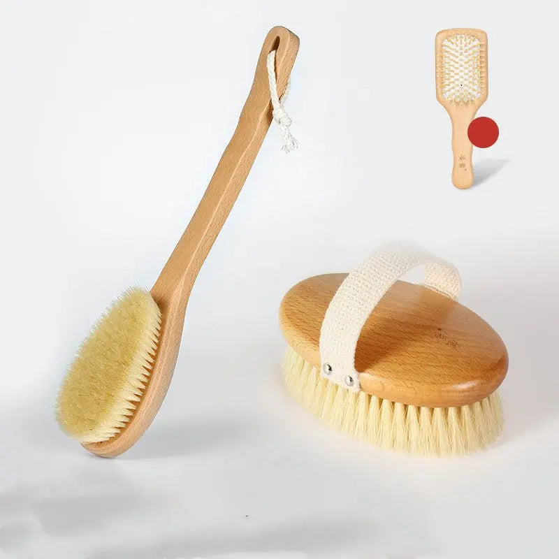 Natural Bristle Bath Brush – Exfoliating Body Brush with Wooden Handle | ThriveMinded & WellHaven Co - ThriveMinded & WellHaven Co