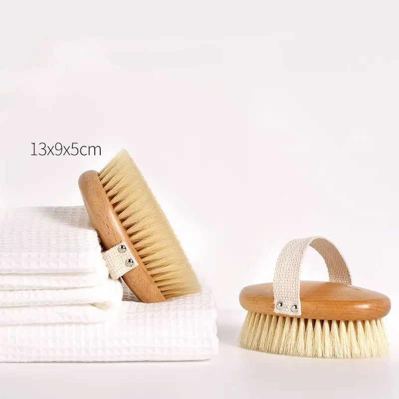Natural Bristle Bath Brush – Exfoliating Body Brush with Wooden Handle | ThriveMinded & WellHaven Co - ThriveMinded & WellHaven Co