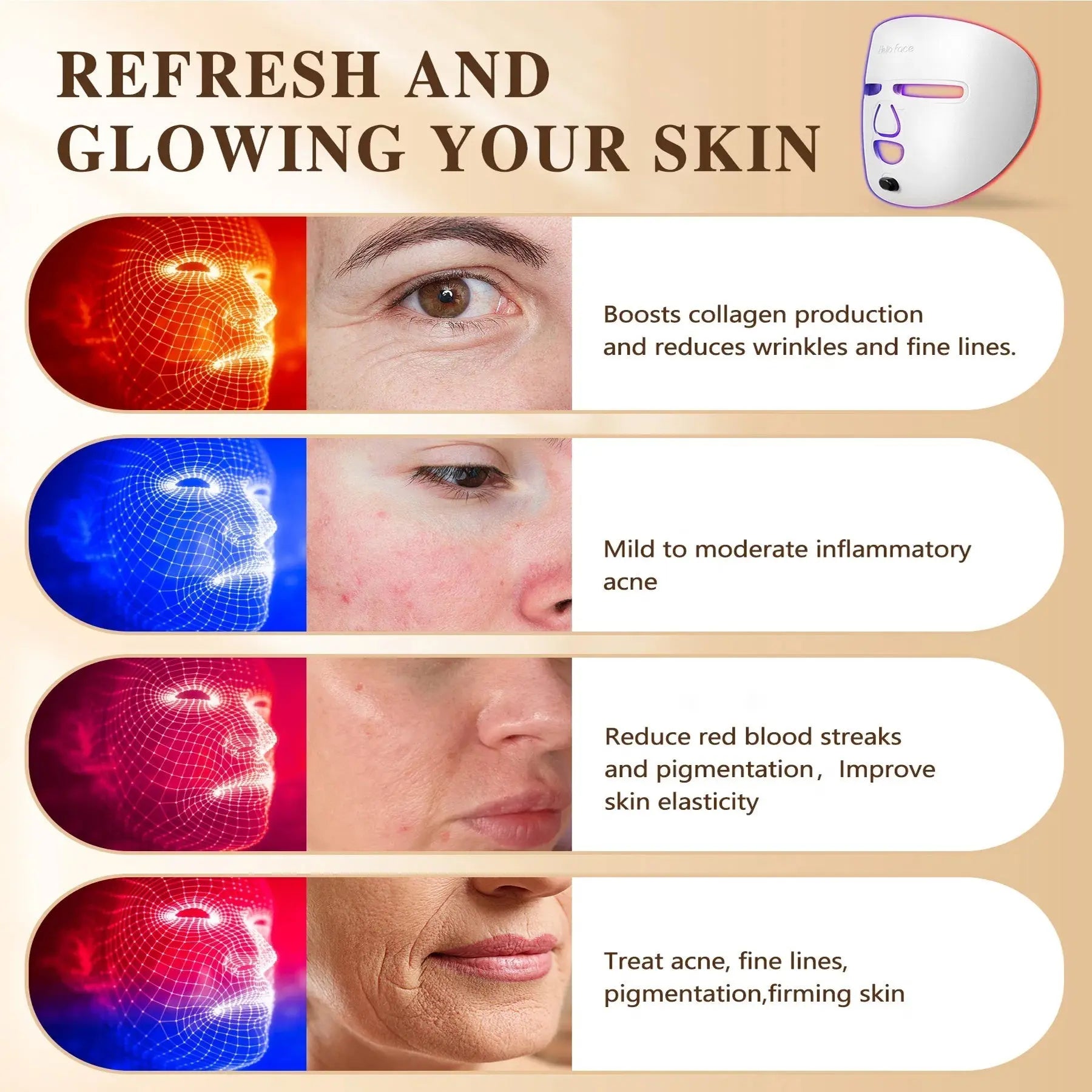 Professional LED Face Mask – Glow On the Go | Salon - Quality Skincare Light Therapy at Home - ThriveMinded & WellHaven Co