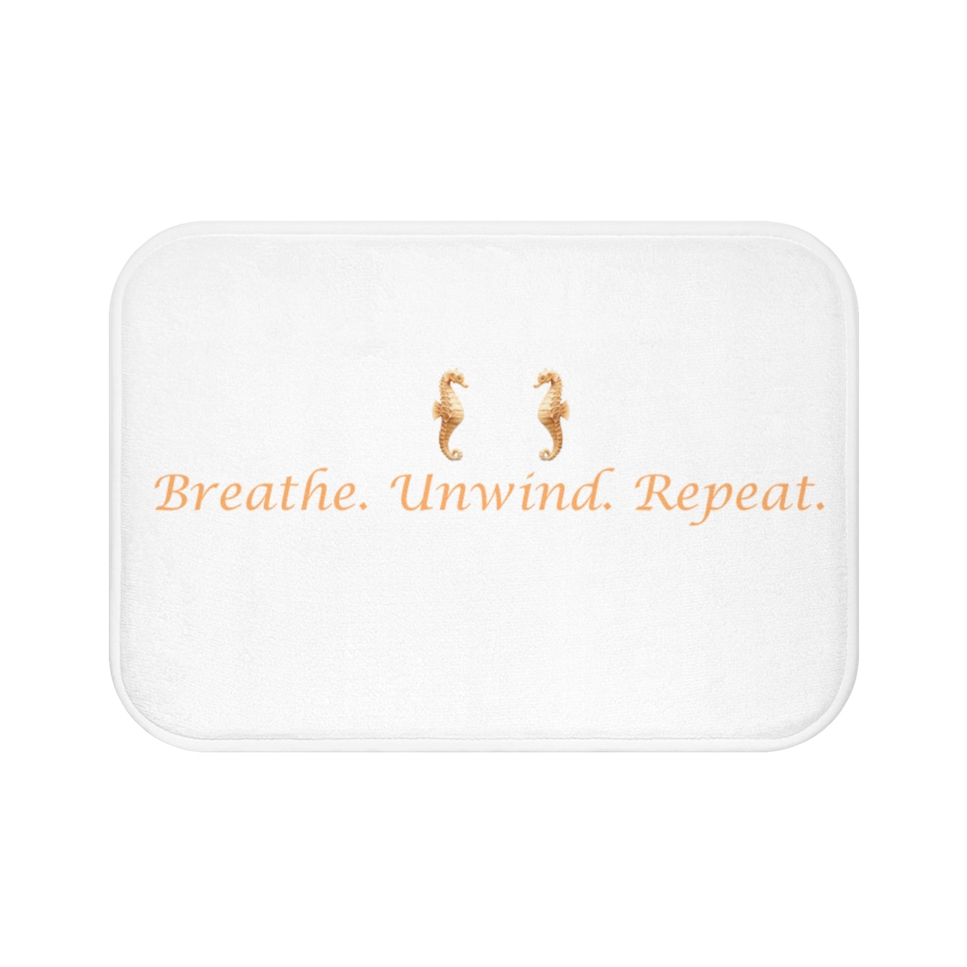 Relaxing Bath Mat with Inspirational Quote - Breathe. Unwind. Repeat. - ThriveMinded & WellHaven Co