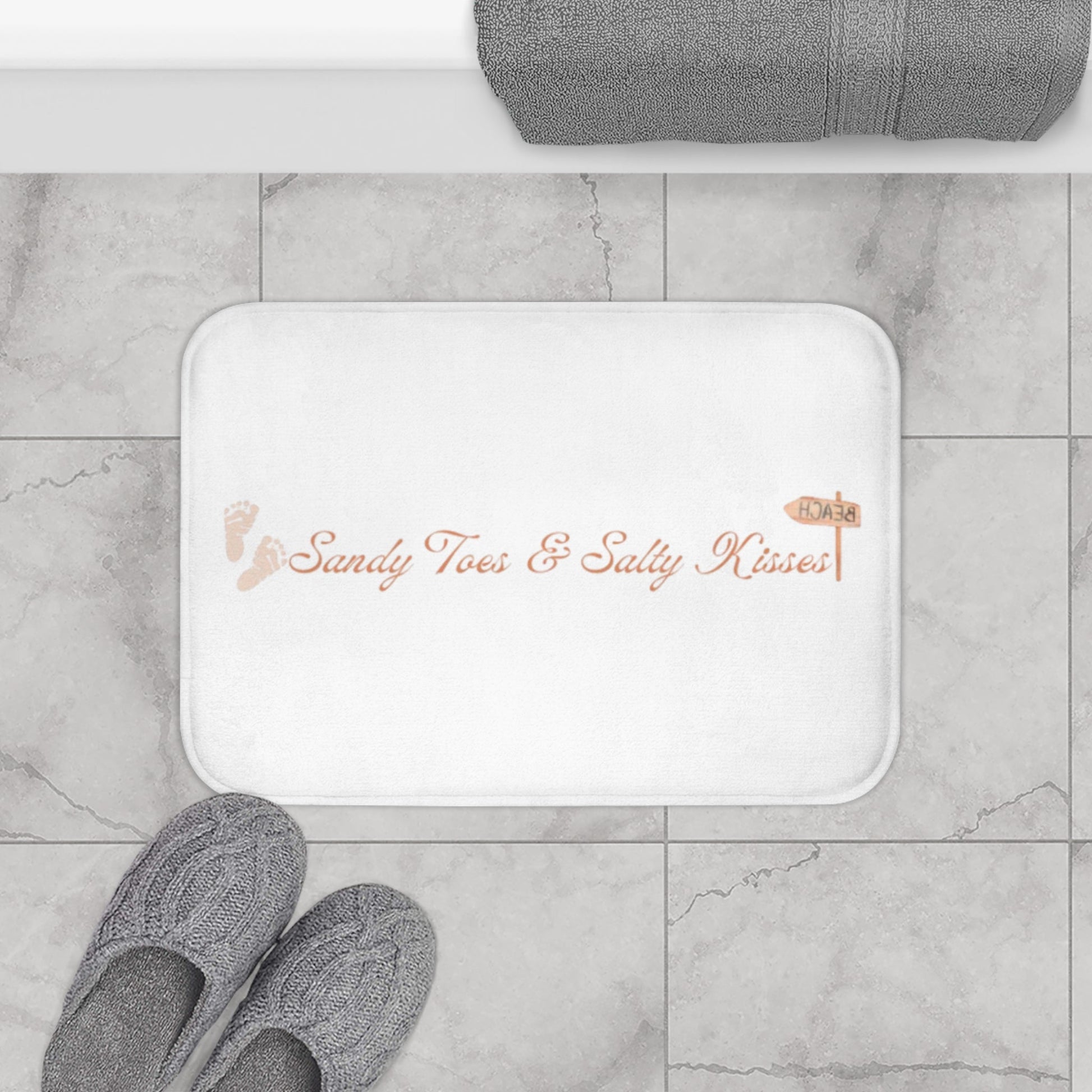 Sandy Toes Bath Mat, Coastal Home Decor, Beach Lover Gift, Relaxing Bathroom Accessories, Summer Vibes Mat - ThriveMinded & WellHaven Co