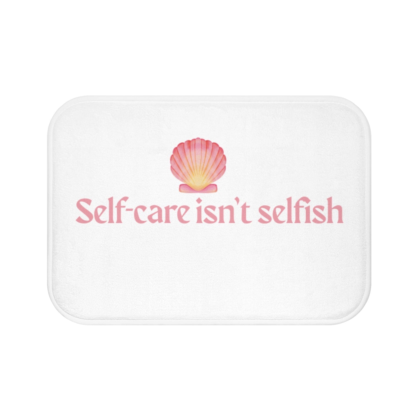 Self - Care Bath Mat – Pink Shell Design, Bathroom Decor, Self - Care Gift, Spa Accessory, Home Wellness - ThriveMinded & WellHaven Co