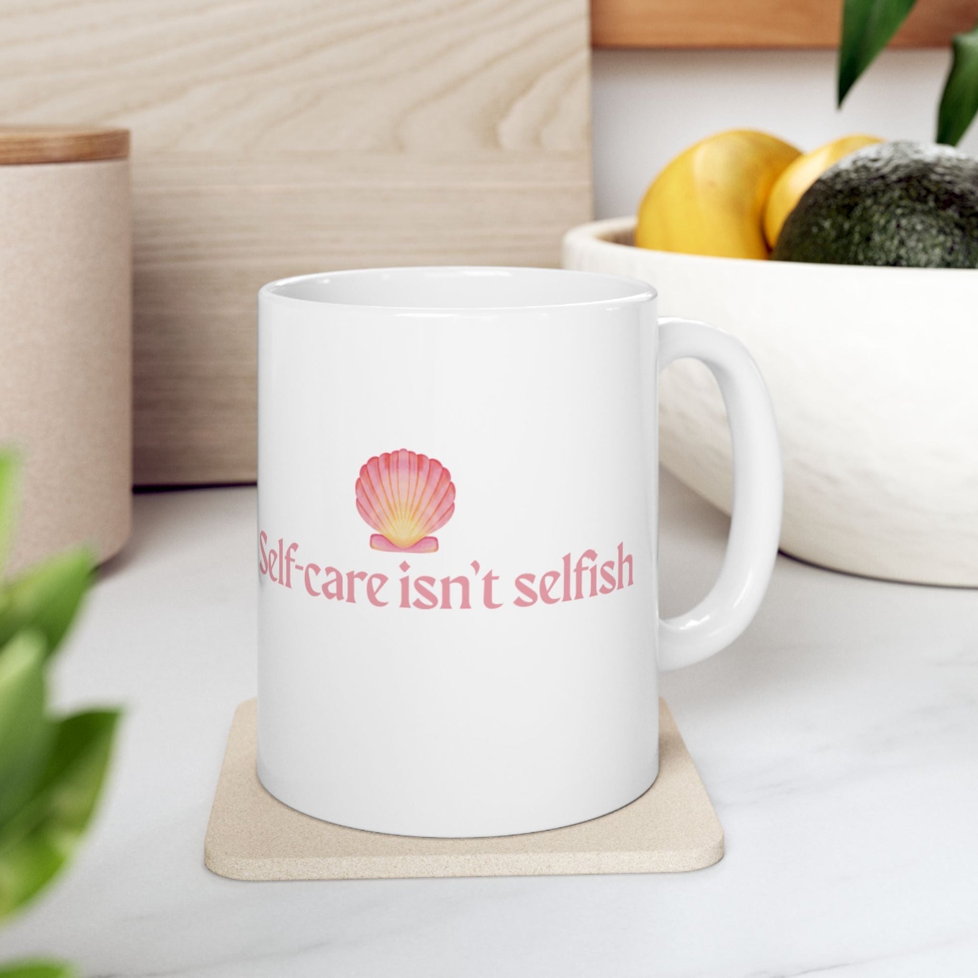 Self - Care Ceramic Mug, Motivational Coffee Cup, Gift for Friends, Relaxation Mug, Wellness Drinkware, Perfect for Self - Care Days - ThriveMinded & WellHaven Co
