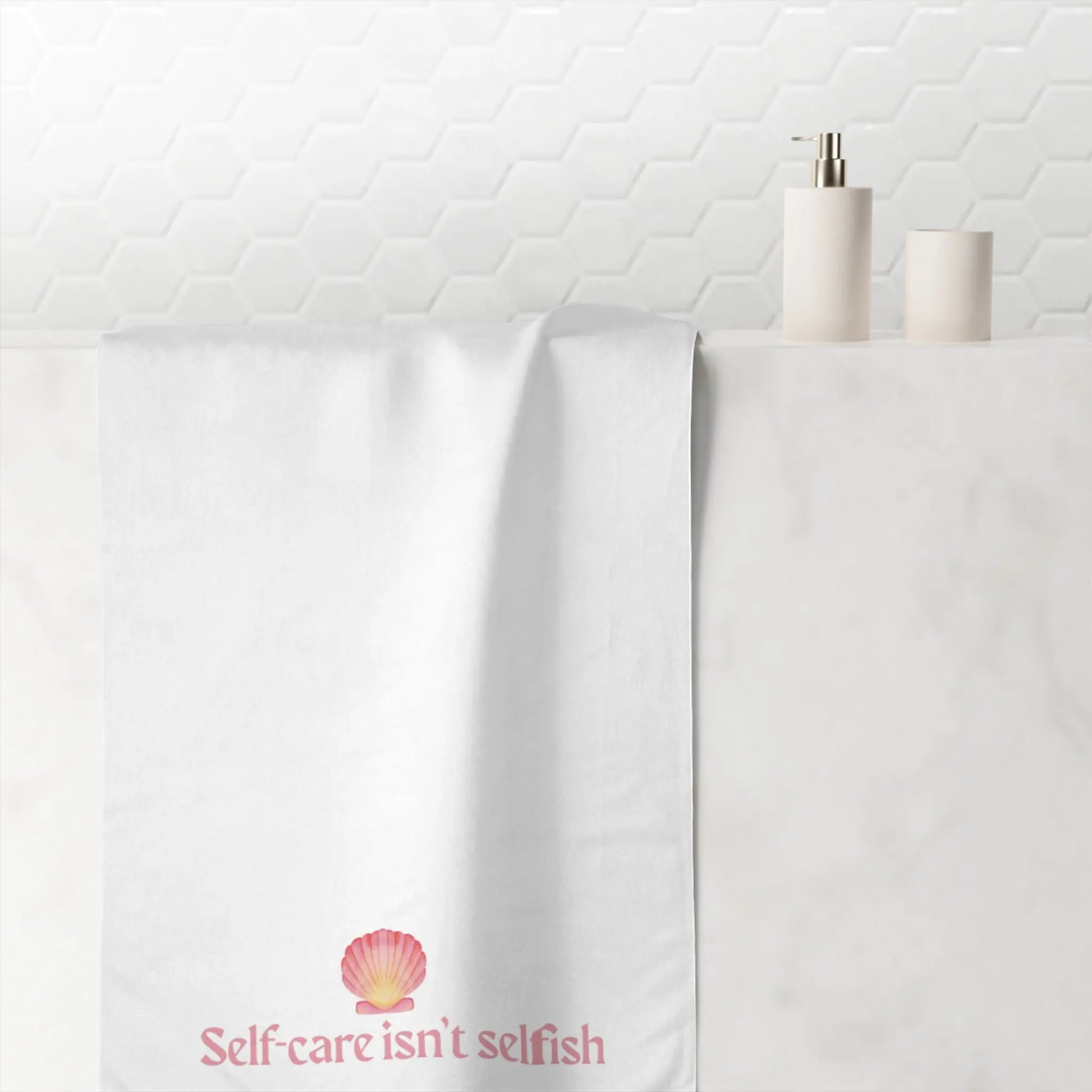 Self - Care Isn’t Selfish" Mink - Cotton Bath Towel – Soft, Luxurious & Wellness - Inspired - ThriveMinded & WellHaven Co
