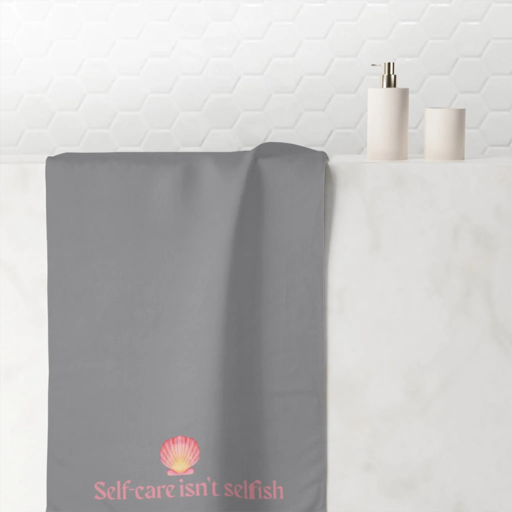 Self - Care Isn’t Selfish" Mink - Cotton Bath Towel – Soft, Luxurious & Wellness - Inspired - ThriveMinded & WellHaven Co