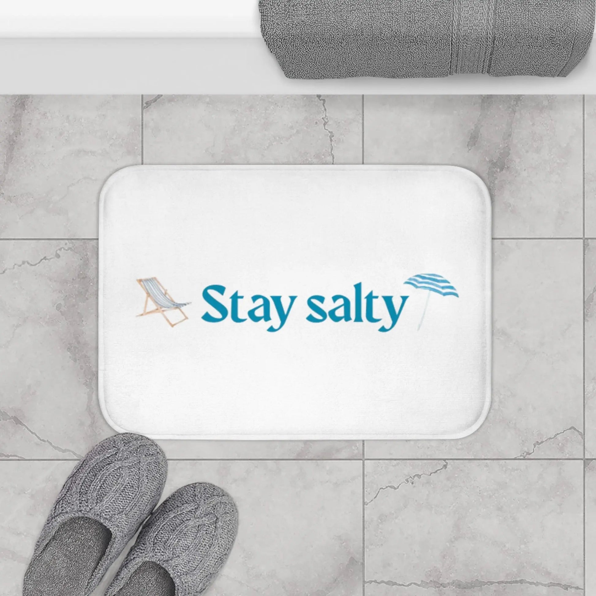 Stay Salty Bath Mat, Coastal Decor, Beach House Accessory, Summer Vibes, Bathroom Rug, Gift for Ocean Lovers - ThriveMinded & WellHaven Co