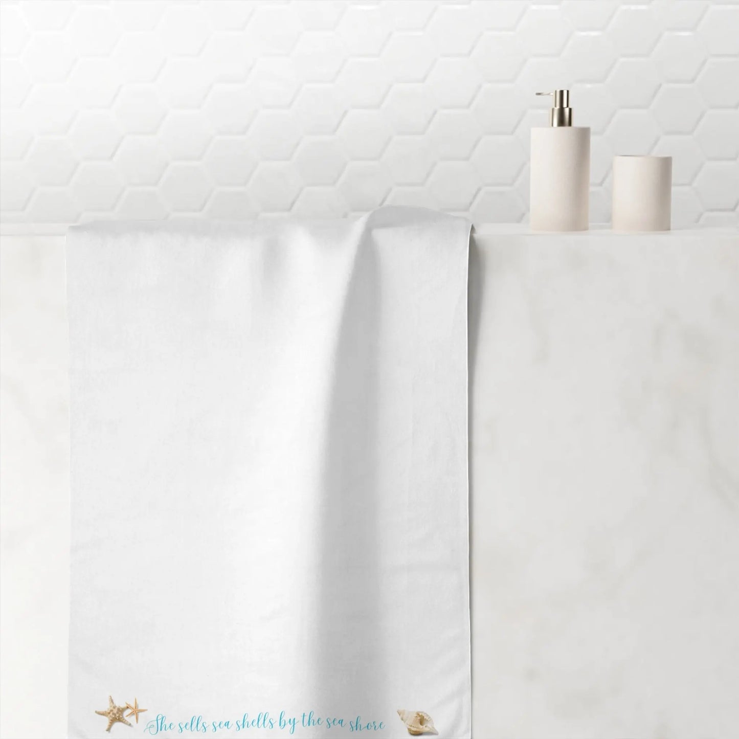 Ultimate Mink - Cotton Towel – "She Sells Sea Shells by the Sea Shore" Print with Shell Illustrations | Soft, Absorbent & Stylish Beach Towel - ThriveMinded & WellHaven Co