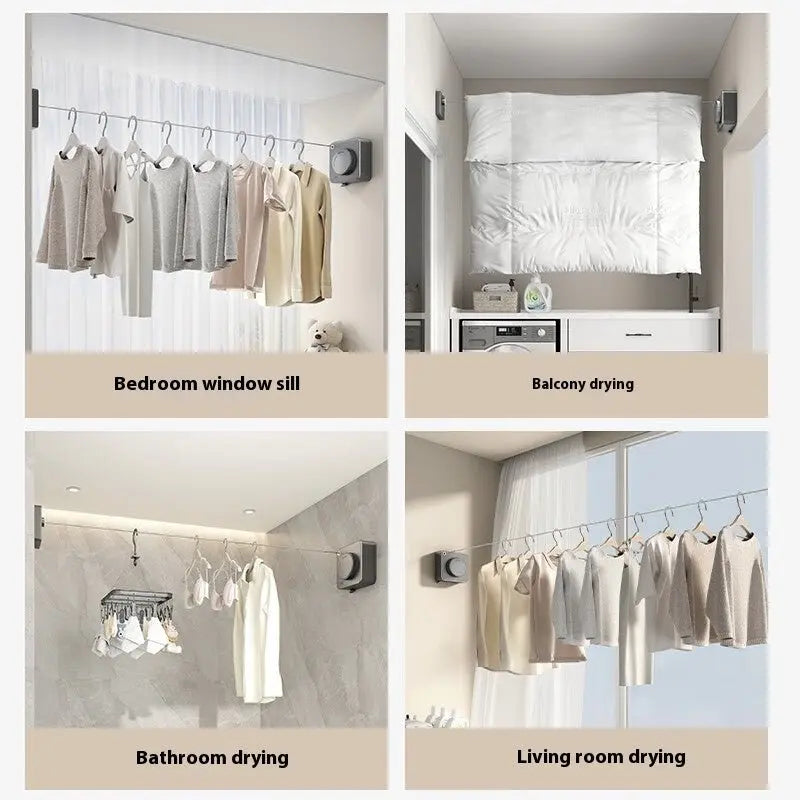 Wall Mounted Retractable Clothesline – Telescopic Rust - Proof Laundry Line, Indoor Outdoor Anti - Sag Drying Rack - ThriveMinded & WellHaven Co