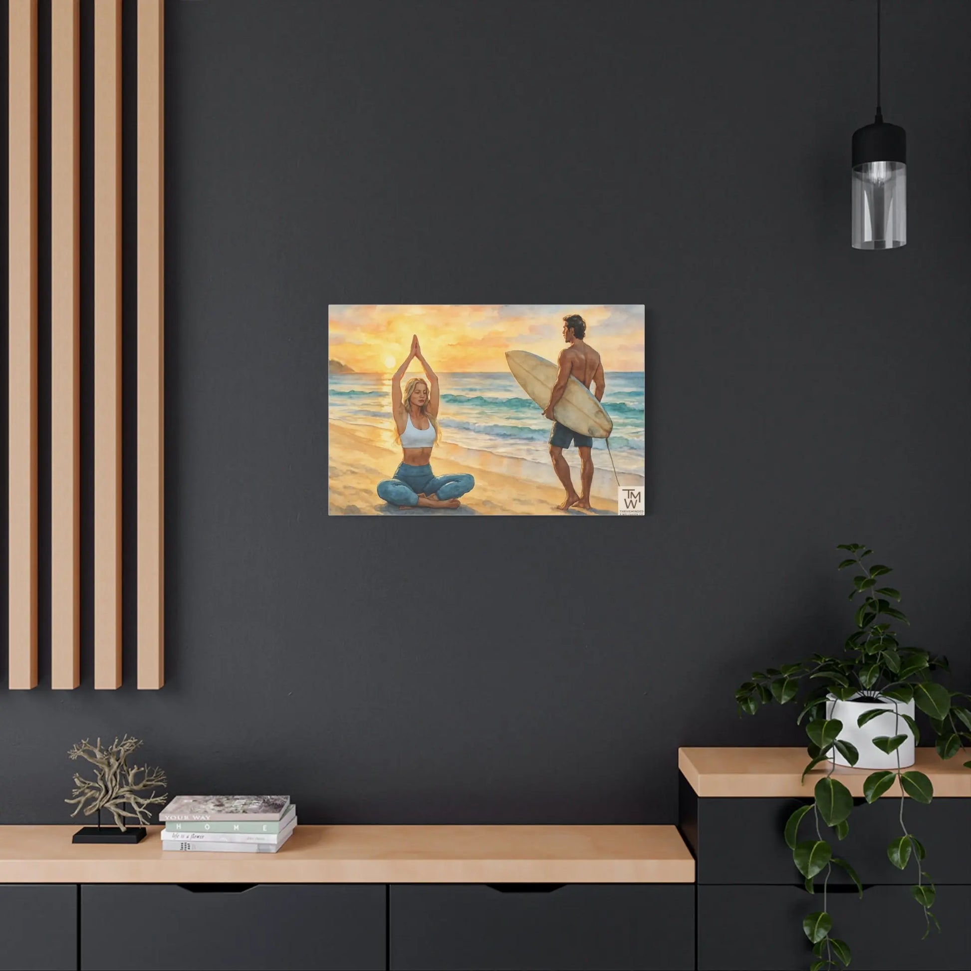 Yoga Beach Art Canvas Print – Mindful Wall Décor | Tranquil Ocean Meditation Artwork for Wellness Spaces - ThriveMinded & WellHaven Co