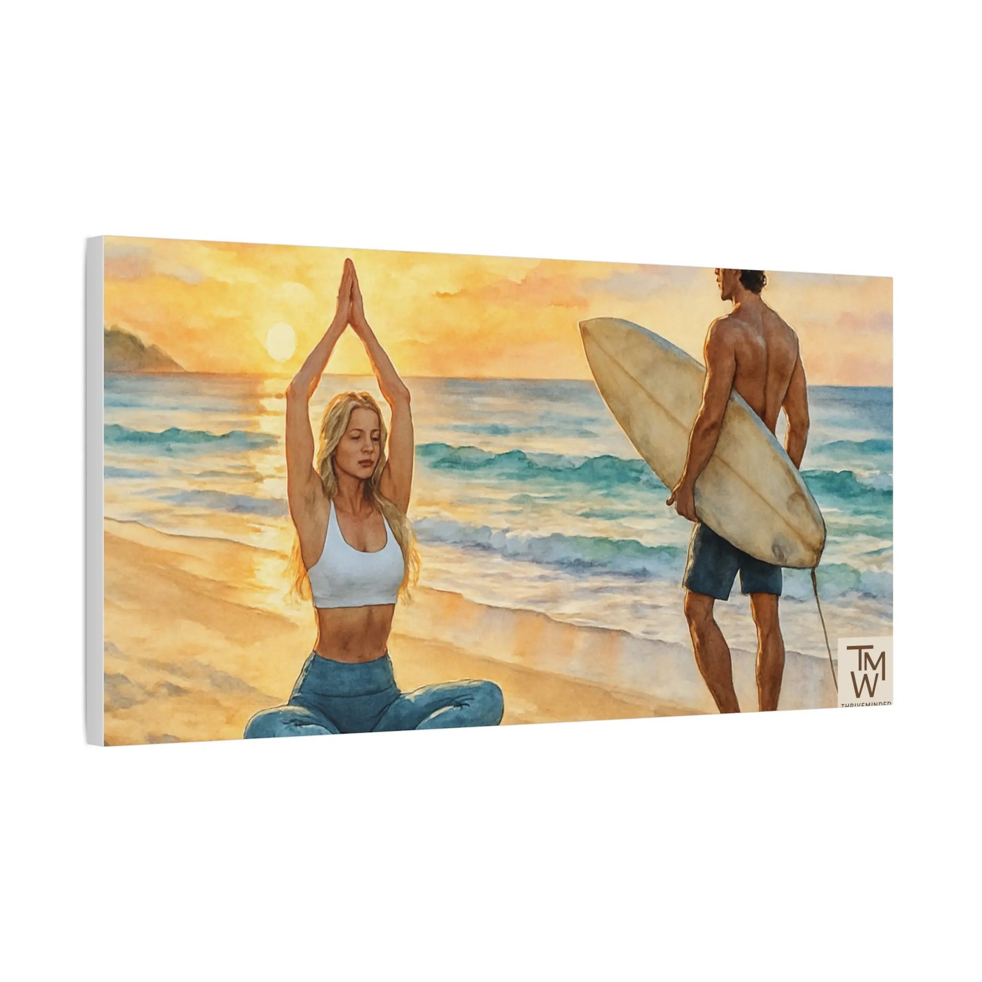Yoga Beach Art Canvas Print – Mindful Wall Décor | Tranquil Ocean Meditation Artwork for Wellness Spaces - ThriveMinded & WellHaven Co