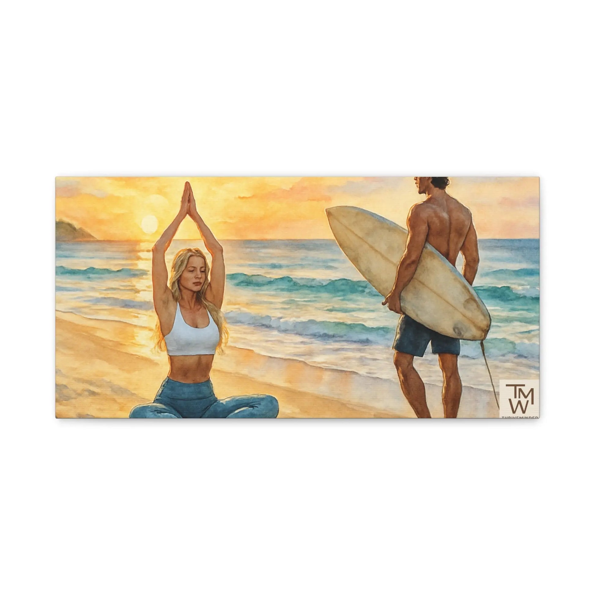 Yoga Beach Art Canvas Print – Mindful Wall Décor | Tranquil Ocean Meditation Artwork for Wellness Spaces - ThriveMinded & WellHaven Co