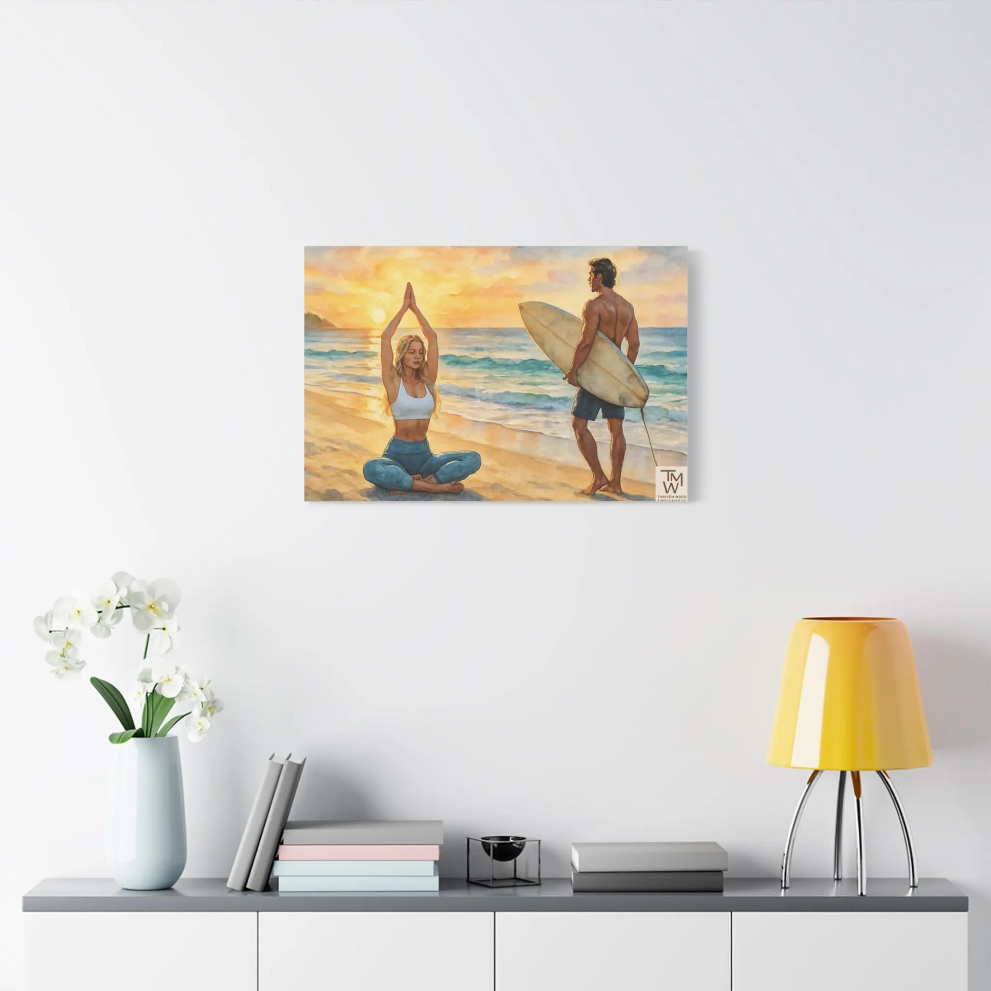 Yoga Beach Art Canvas Print – Mindful Wall Décor | Tranquil Ocean Meditation Artwork for Wellness Spaces - ThriveMinded & WellHaven Co