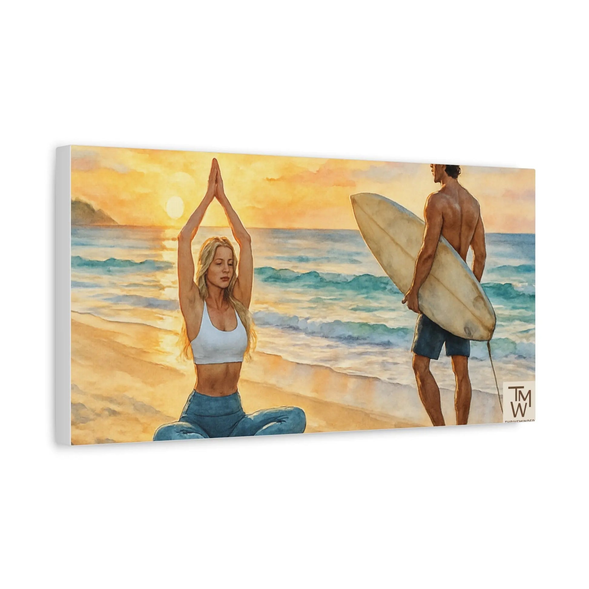 Yoga Beach Art Canvas Print – Mindful Wall Décor | Tranquil Ocean Meditation Artwork for Wellness Spaces - ThriveMinded & WellHaven Co