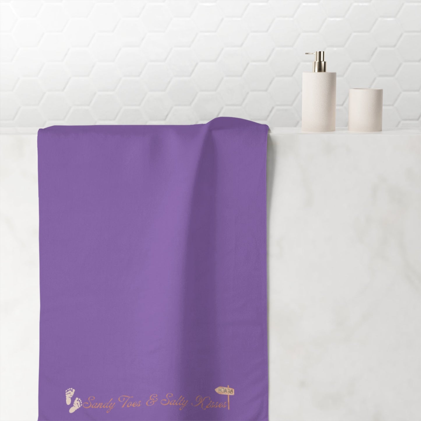 Sandy Toes & Salty Kisses" Mink-Cotton Bath Towel – Soft, Coastal-Inspired & Luxuriously Absorbent Printify