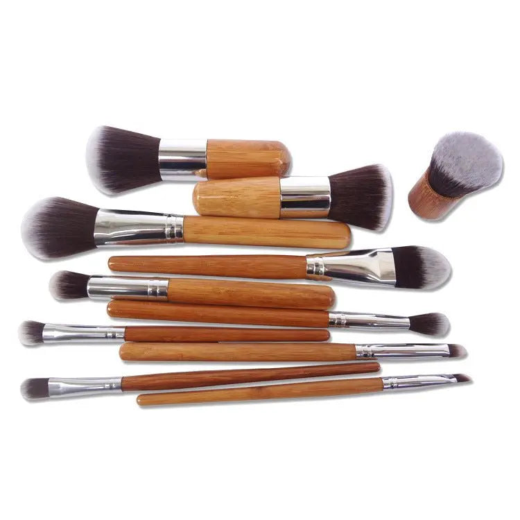 Bamboo Handle Makeup Brush Set - Bamboo With Sack Top Quality - ThriveMinded & WellHaven Co