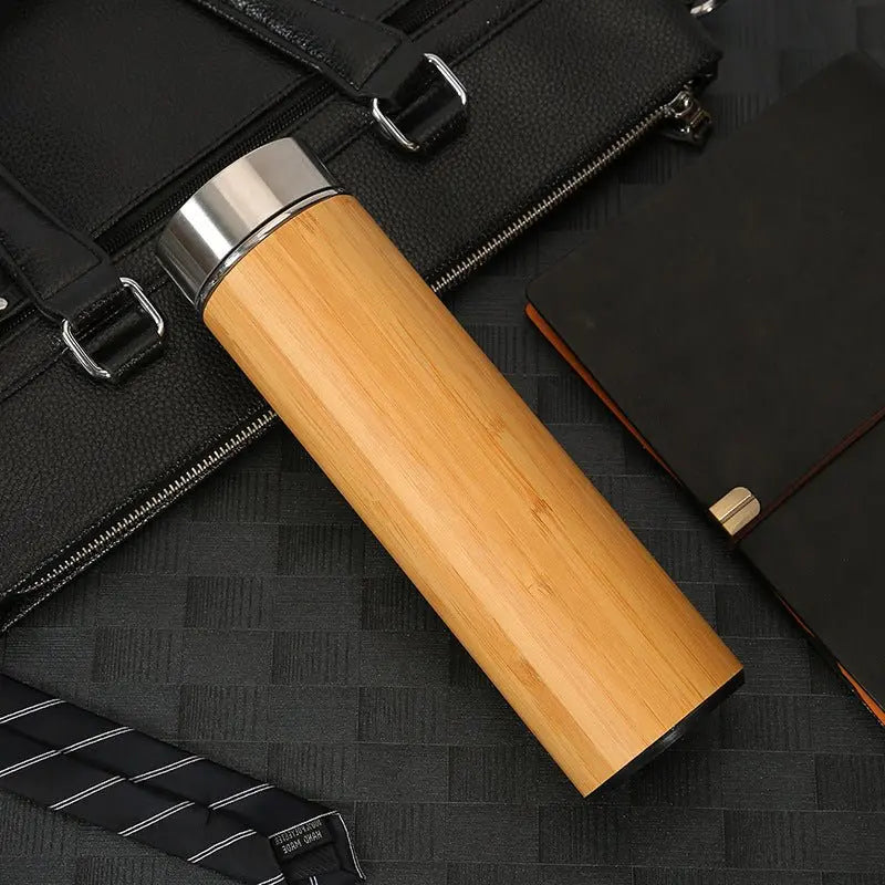 Bamboo Stainless Steel Insulated Bottle 500ml - ThriveMinded & WellHaven Co