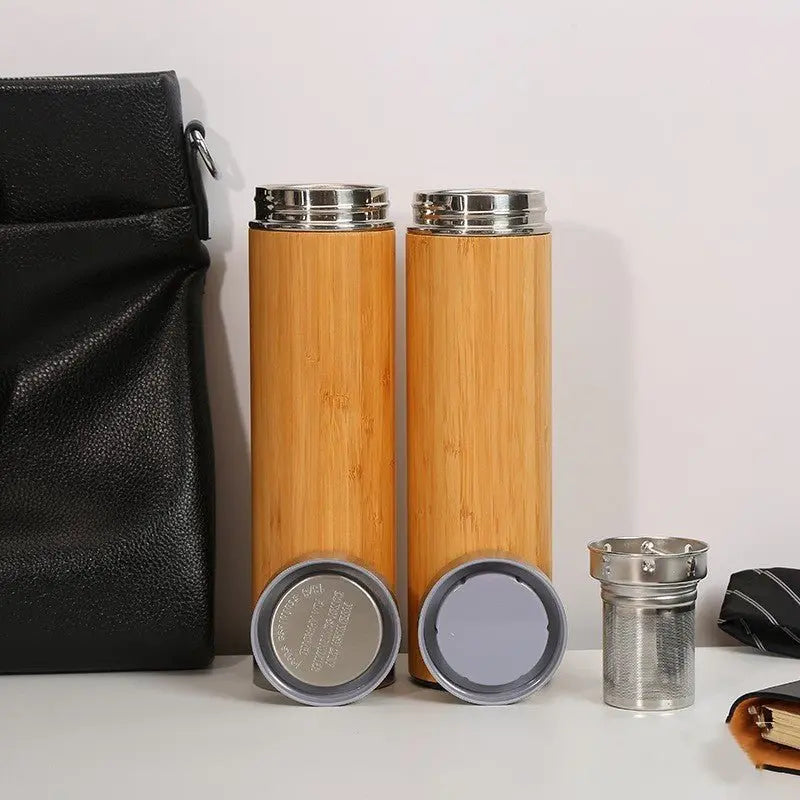 Bamboo Stainless Steel Insulated Bottle 500ml - ThriveMinded & WellHaven Co