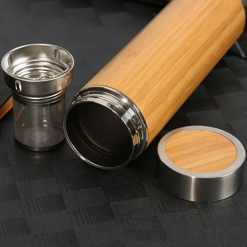 Bamboo Stainless Steel Insulated Bottle 500ml - ThriveMinded & WellHaven Co
