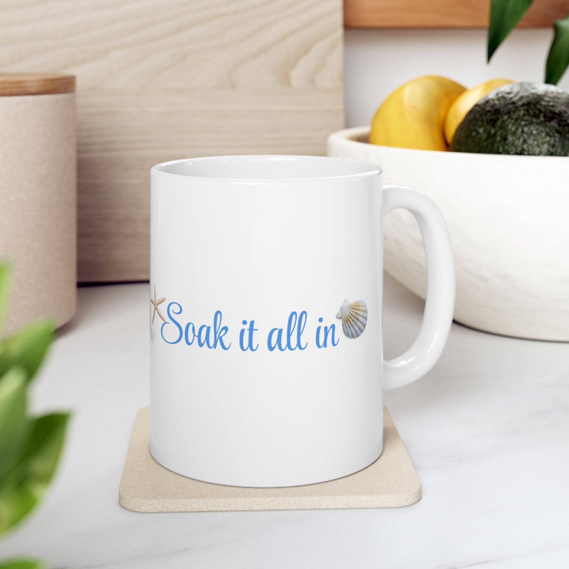 Beach Vibes Ceramic Mug - Soak Up the Sun, Summer Coffee Cup, Nautical Gift, Coastal Home Decor, Ocean Lover's Drinkware - ThriveMinded & WellHaven Co