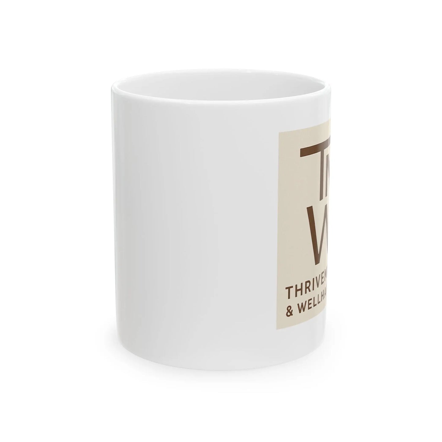 Custom White Ceramic Coffee Mug with Logo - ThriveMinded & WellHaven Co/ Personilized Branded Mug for Wellness Lovers - ThriveMinded & WellHaven Co