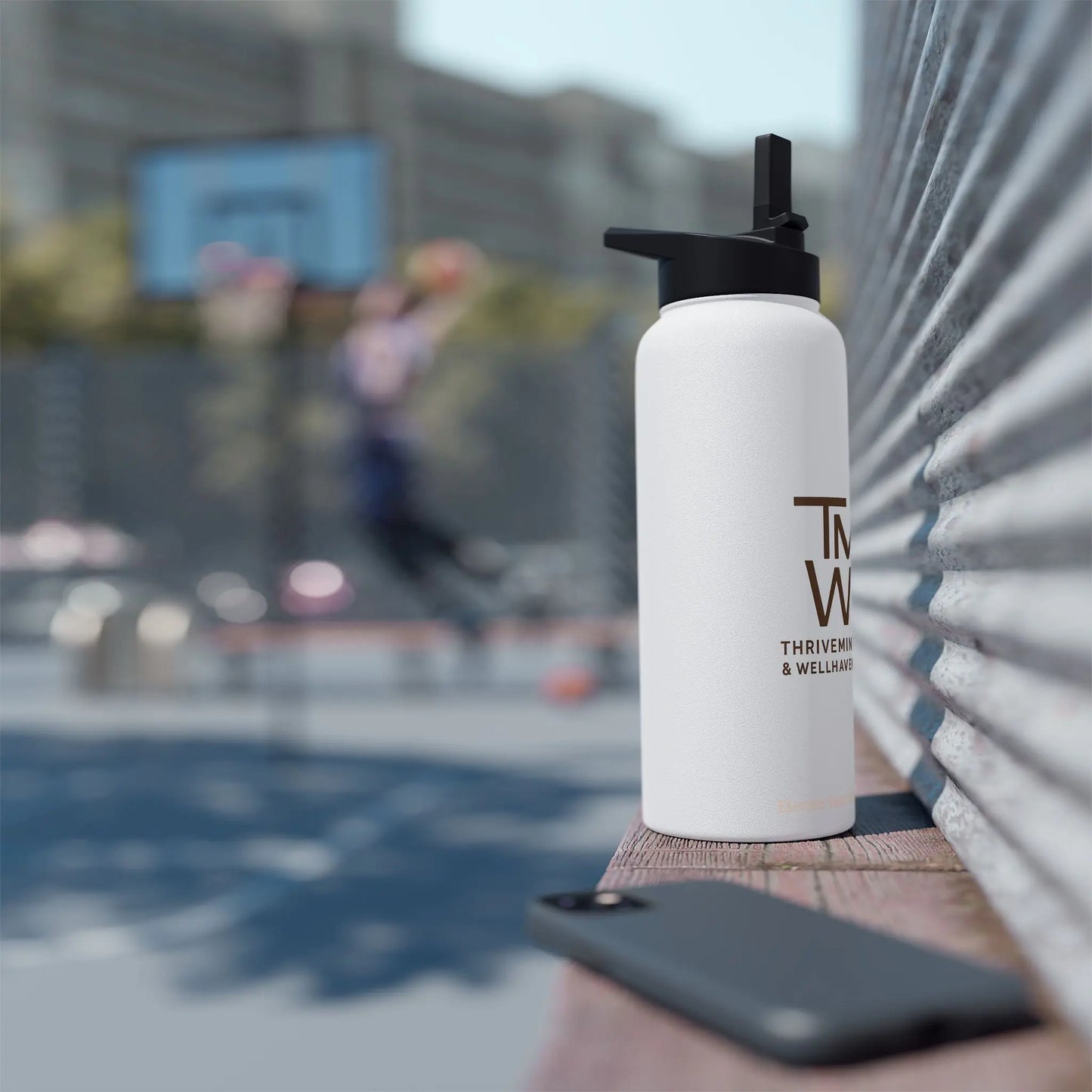 Custom White Stainless Steele Water Bottle - ThriveMinded & WellHaven Co/Eco Bottle in 3 Sizes/ Branded Wellness Hydration - ThriveMinded & WellHaven Co