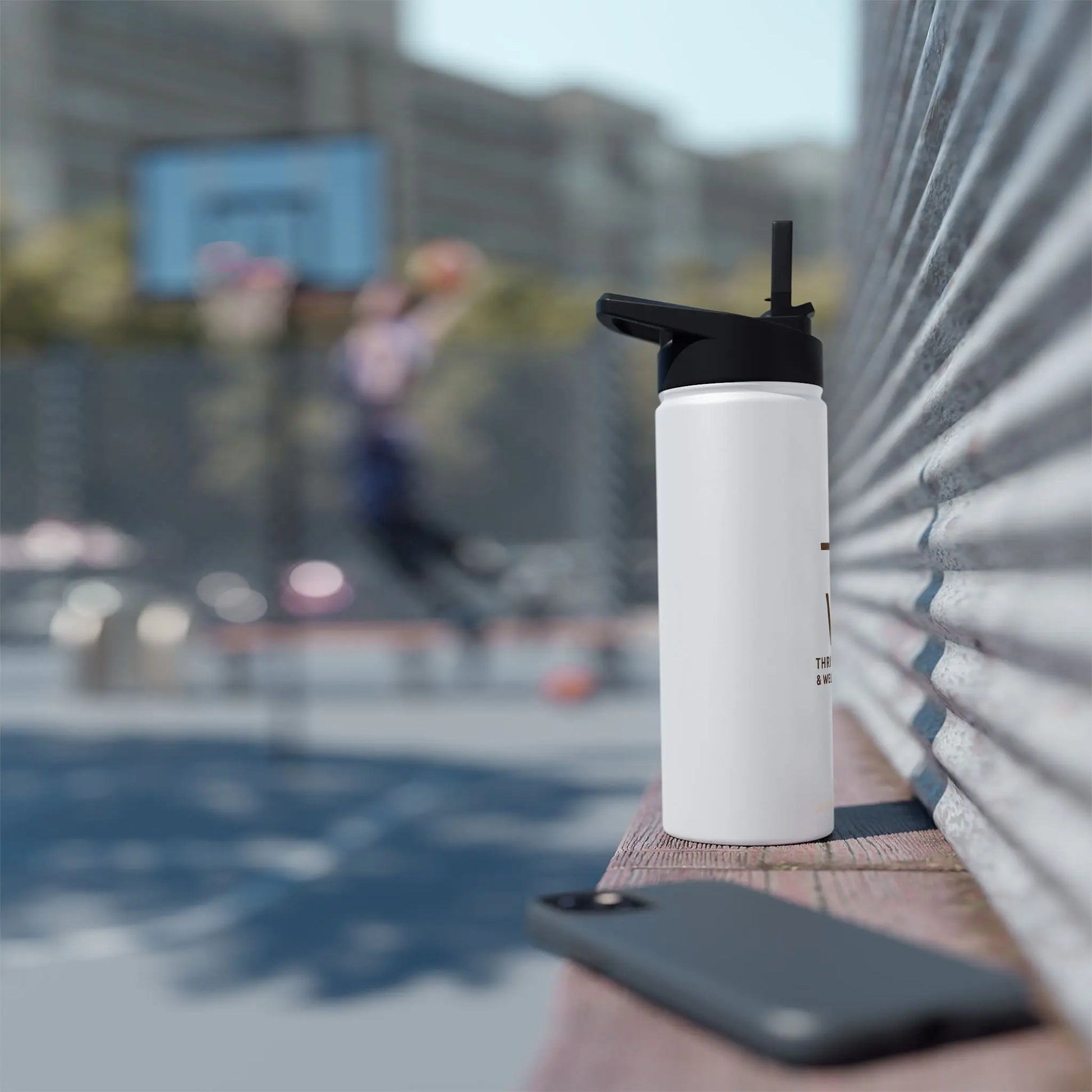 Custom White Stainless Steele Water Bottle - ThriveMinded & WellHaven Co/Eco Bottle in 3 Sizes/ Branded Wellness Hydration - ThriveMinded & WellHaven Co