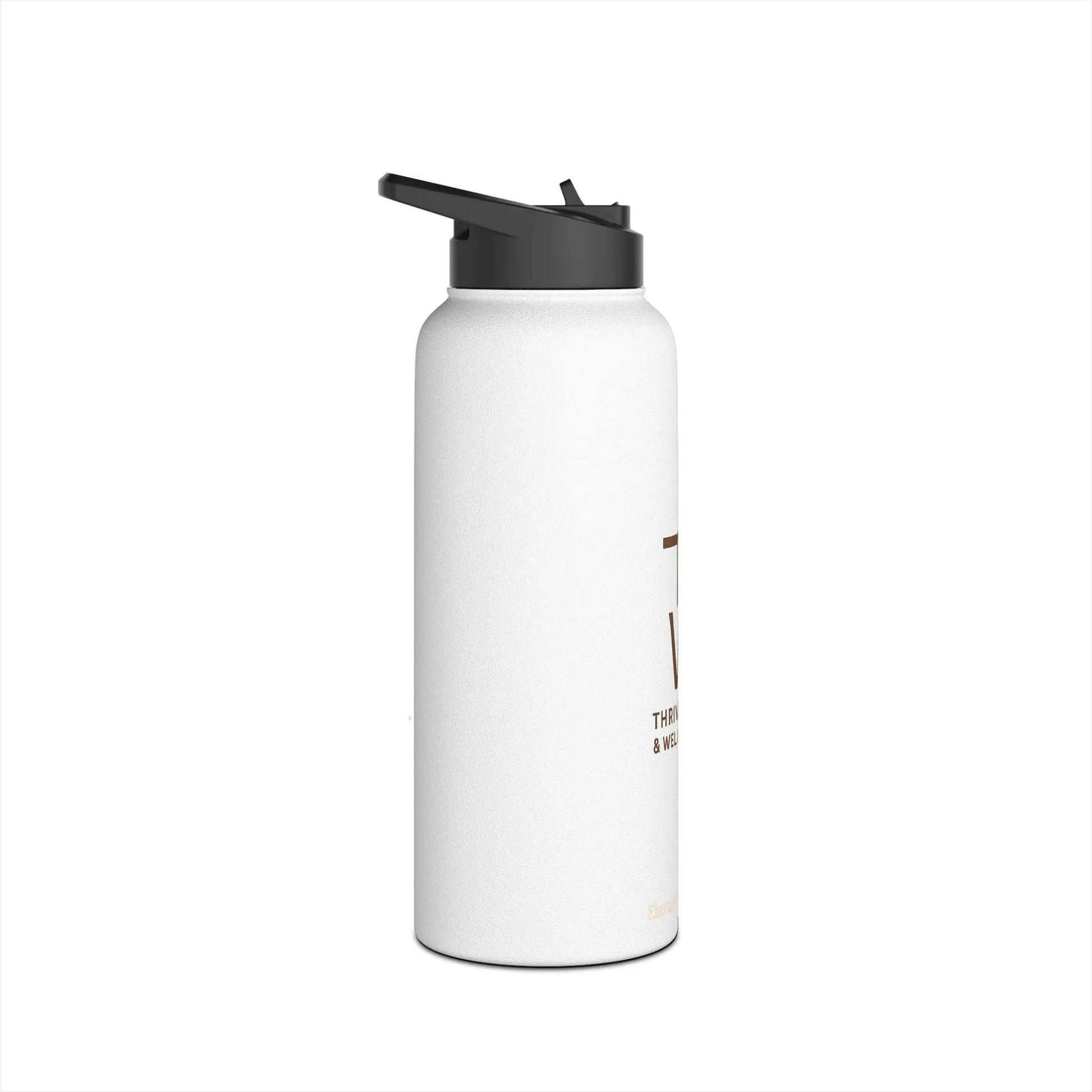 Custom White Stainless Steele Water Bottle - ThriveMinded & WellHaven Co/Eco Bottle in 3 Sizes/ Branded Wellness Hydration - ThriveMinded & WellHaven Co