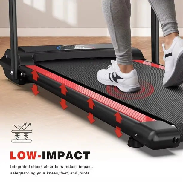 Folding Electric Treadmill – Compact Running Machine for Home | Portable Fitness Workout with LED Display & Shock Absorption - ThriveMinded & WellHaven Co