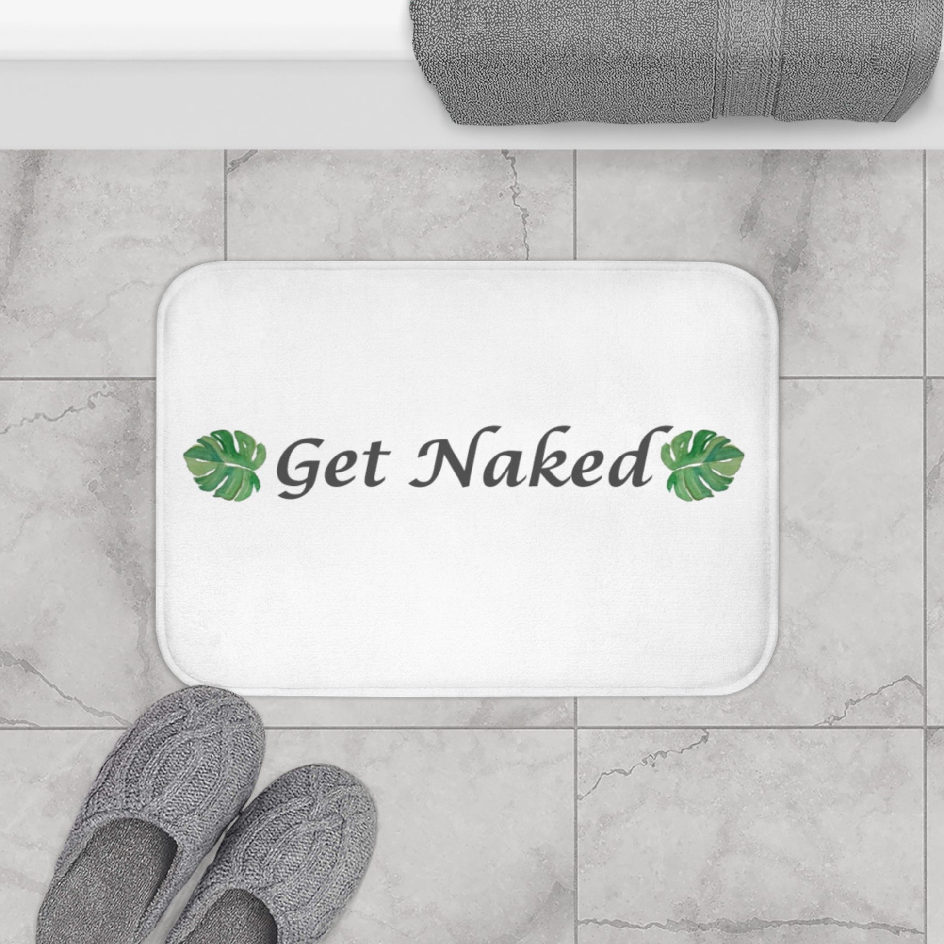 Get Naked Bath Mat - Funny Bathroom Decor for Tropical Vibes - ThriveMinded & WellHaven Co