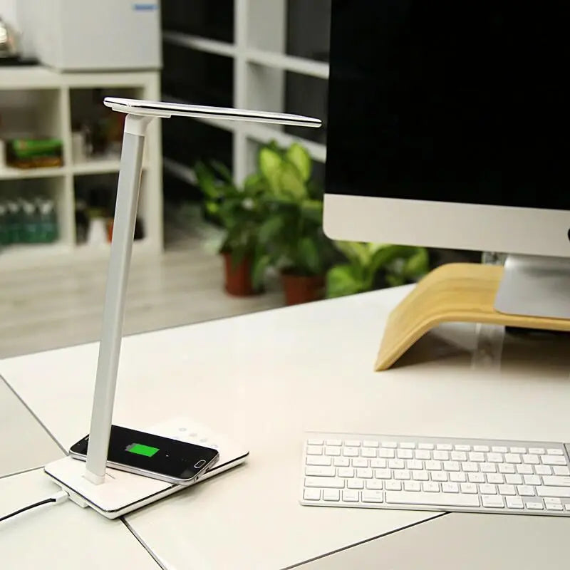 LED Desk Lamp with Wireless Charging – Touch Control Dimmable Bedside Lamp, Eye - Caring Light for Home Office, Bedroom, Study - ThriveMinded & WellHaven Co